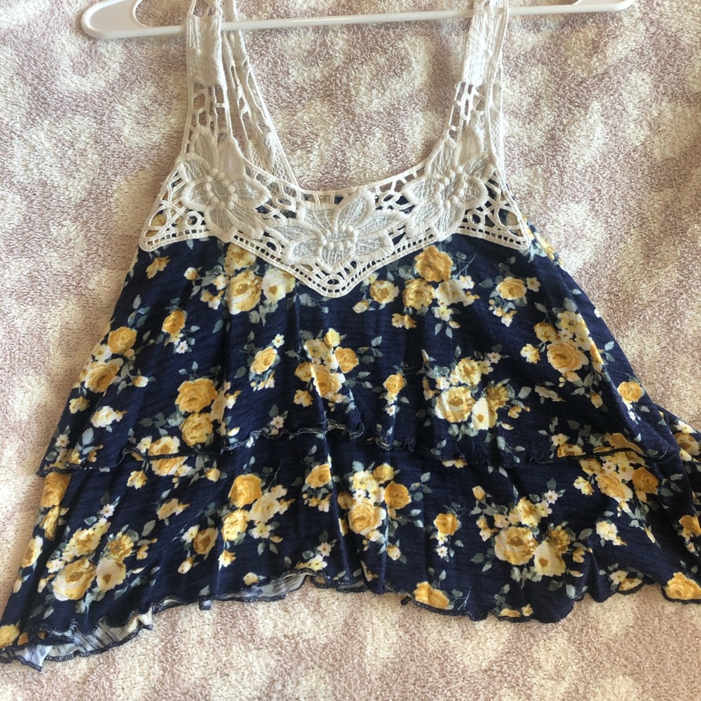 Forever 21 Navy Floral Top